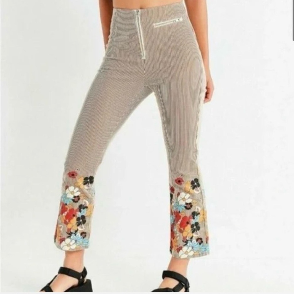 URBAN OUTFITTERS BDG Striped Floral Kick Flare Denim Pants Size 24